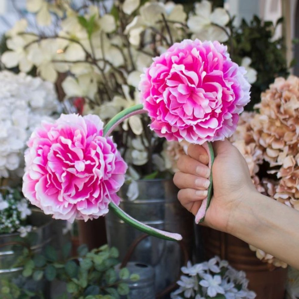 💕Minnie Mouse Spring Floral Peony Ears Headband
